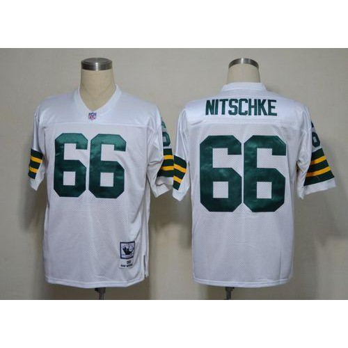 Mitchell & Ness Green Bay Packers #66 Ray Nitschke White Stitched Throwback Jersey Men's cheap jerseys for sale - CheapJerseys.Shop