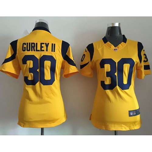 Los Angeles Rams #30 Todd Gurley II Gold Women's Stitched Elite Rush Jersey Womens cheap jerseys for sale - CheapJerseys.Shop