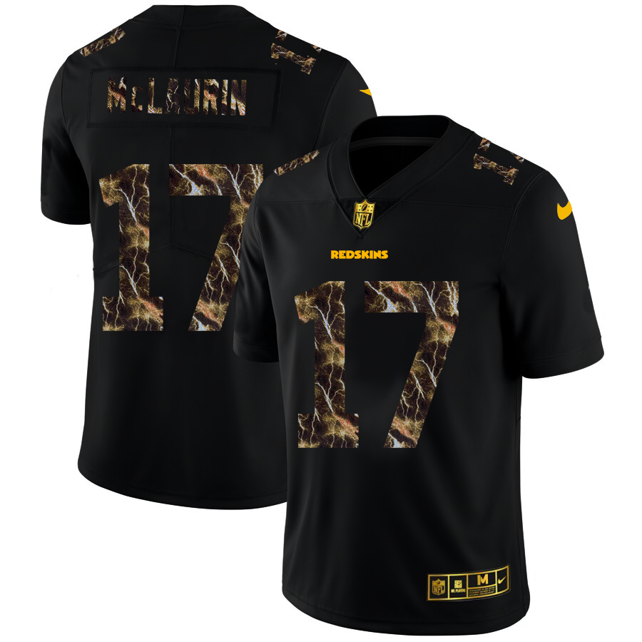 Washington Commanders #17 Terry McLaurin Men's Black Flocked Lightning Vapor Limited Jersey cheap jerseys for sale - CheapJerseys.Shop