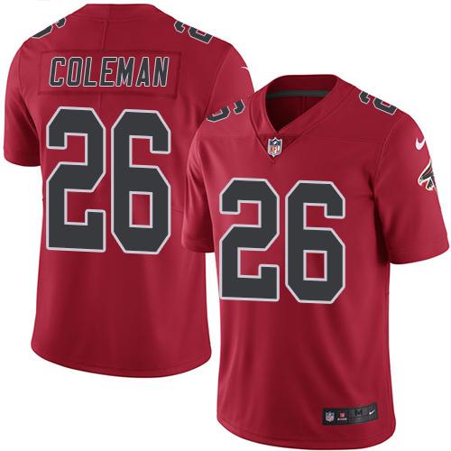 Atlanta Falcons #26 Tevin Coleman Red Men's Stitched Limited Rush Jersey Men's cheap jerseys for sale - CheapJerseys.Shop