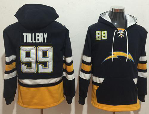 Chargers #99 Jerry Tillery Navy Blue/Gold Name & Number Pullover Hoodie cheap jerseys for sale - CheapJerseys.Shop