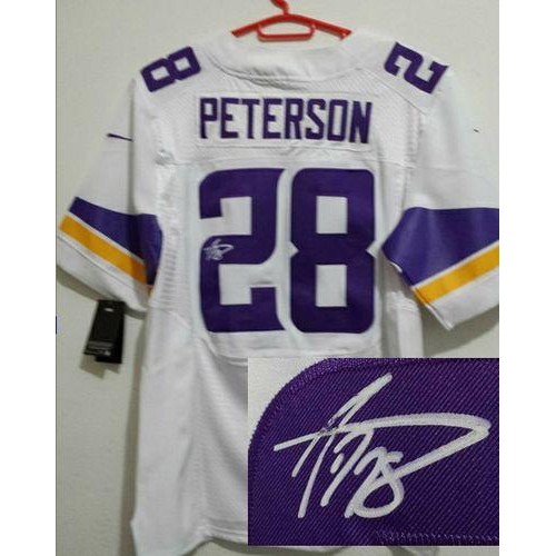Minnesota Vikings #28 Adrian Peterson White Men's Stitched Elite Autographed Jersey Men's cheap jerseys for sale - CheapJerseys.Shop