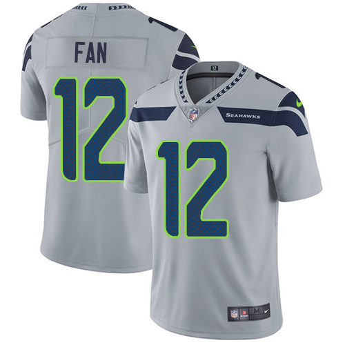 Seahawks #12 Fan Grey Alternate Youth Stitched Vapor Untouchable Limited Jersey cheap jerseys for sale - CheapJerseys.Shop