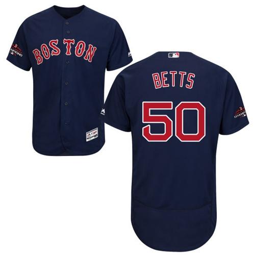 Boston Red Sox #50 Mookie Betts Navy Blue Flexbase Authentic Collection 2018 World Series Champions Stitched Jersey Men's cheap jerseys for sale - CheapJerseys.Shop