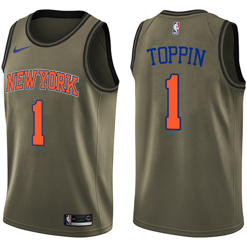 New York Knicks #1 Obi Toppin Green Swingman Salute to Service Jersey Mens cheap jerseys for sale - CheapJerseys.Shop