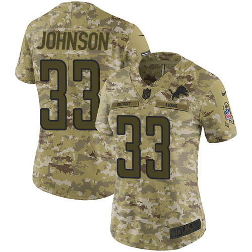 Detroit Lions #33 Kerryon Johnson Camo Women's Stitched Limited 2018 Salute to Service Jersey Womens cheap jerseys for sale - CheapJerseys.Shop