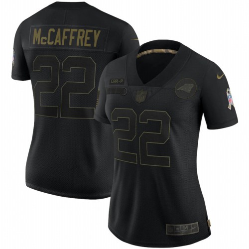 Carolina Carolina Panthers #22 Christian McCaffrey Women's 2020 Salute To Service Limited Jersey Black Womens cheap jerseys for sale - CheapJerseys.Shop