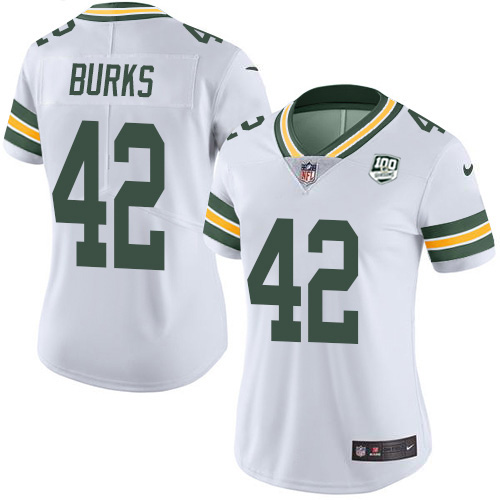 Green Bay Packers #42 Oren Burks White Women's 100th Season Stitched Vapor Untouchable Limited Jersey Womens cheap jerseys for sale - CheapJerseys.Shop