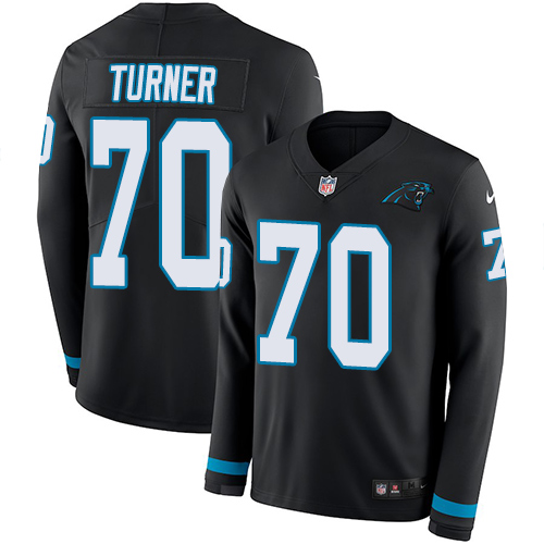 Carolina Panthers #70 Trai Turner Black Team Color Men's Stitched Limited Therma Long Sleeve Jersey Men's cheap jerseys for sale - CheapJerseys.Shop