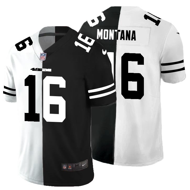 San Francisco 49ers #16 Joe Montana Men's Black V White Peace Split Vapor Untouchable Limited Jersey cheap jerseys for sale - CheapJerseys.Shop