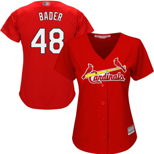 St.Louis Cardinals #48 Harrison Bader Red Alternate Women's Stitched Jersey Womens cheap jerseys for sale - CheapJerseys.Shop