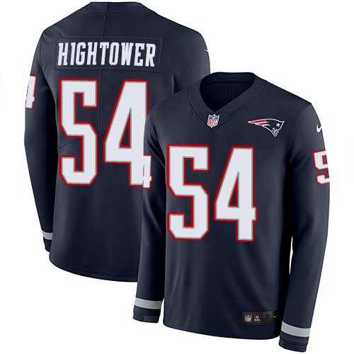 New England Patriots #54 Dont'a Hightower Navy Blue Team Color Men's Stitched Limited Therma Long Sleeve Jersey Men's cheap jerseys for sale - CheapJerseys.Shop