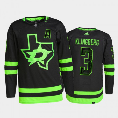 Dallas Stars #3 John Klingberg Men's 2021-22 Alternate Authentic Jersey - Black Men's cheap jerseys for sale - CheapJerseys.Shop