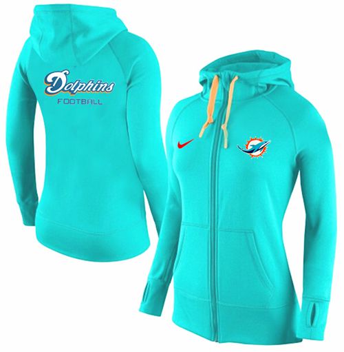 Women's Miami Dolphins Full-Zip Performance Hoodie Green cheap jerseys for sale - CheapJerseys.Shop