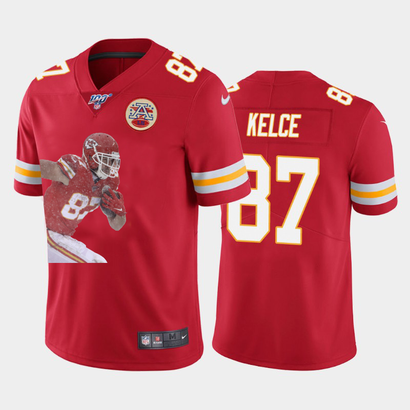 Kansas City Chiefs #87 Travis Kelce Team Hero 5 Vapor Limited 100 Jersey Red cheap jerseys for sale - CheapJerseys.Shop