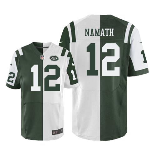 Jets #12 Joe Namath Green/White Men's Stitched Elite Split Jersey cheap jerseys for sale - CheapJerseys.Shop