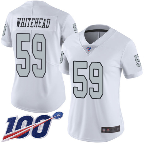 Las Vegas Raiders #59 Tahir Whitehead White Women's Stitched Limited Rush 100th Season Jersey Womens cheap jerseys for sale - CheapJerseys.Shop