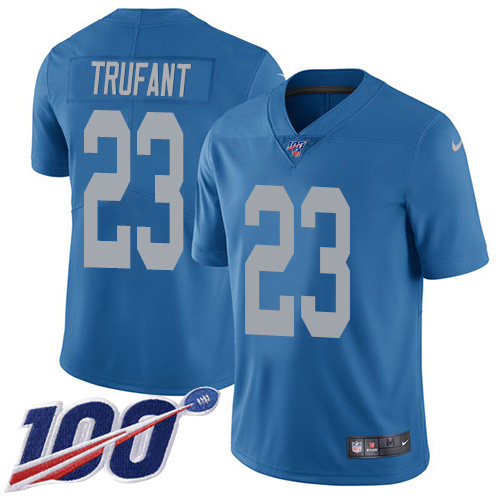 Detroit Lions #23 Desmond Trufant Blue Throwback Men's Stitched 100th Season Vapor Untouchable Limited Jersey Men's cheap jerseys for sale - CheapJerseys.Shop