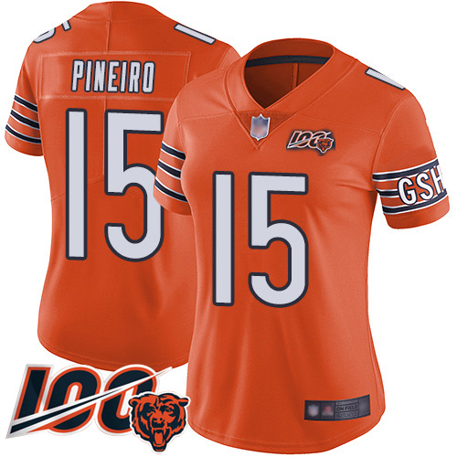 Chicago Bears #15 Eddy Pineiro Orange Women's Stitched Limited Rush 100th Season Jersey Womens cheap jerseys for sale - CheapJerseys.Shop