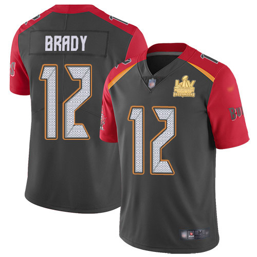 Buccaneers #12 Tom Brady Gray Youth Super Bowl LV Champions Patch Stitched Limited Inverted Legend Jersey cheap jerseys for sale - CheapJerseys.Shop