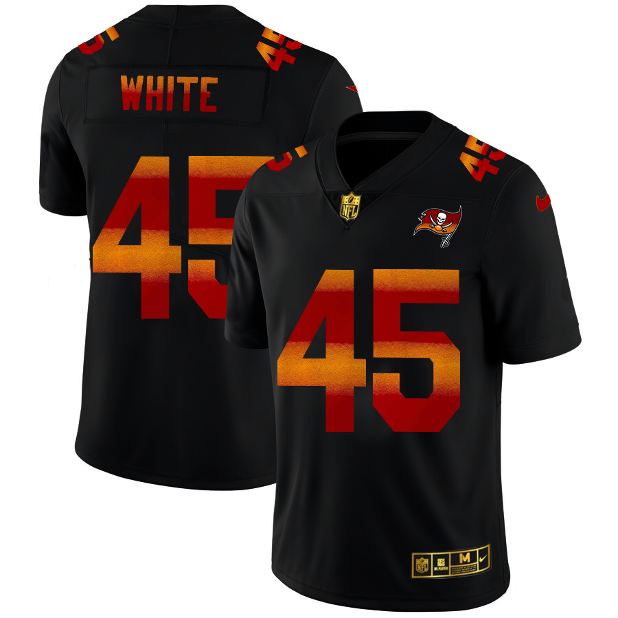 Tampa Bay Buccaneers #45 Devin White Men's Black Red Orange Stripe Vapor Limited Jersey cheap jerseys for sale - CheapJerseys.Shop