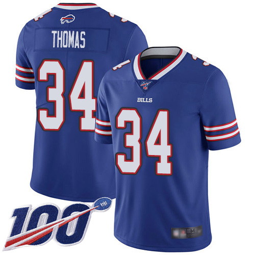 Buffalo Bills #34 Thurman Thomas Royal Blue Team Color Men's Stitched 100th Season Vapor Limited Jersey Men's cheap jerseys for sale - CheapJerseys.Shop