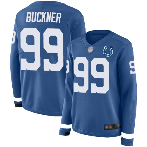 Indianapolis Colts #99 DeForest Buckner Royal Blue Team Color Women's Stitched Limited Therma Long Sleeve Jersey Womens cheap jerseys for sale - CheapJerseys.Shop
