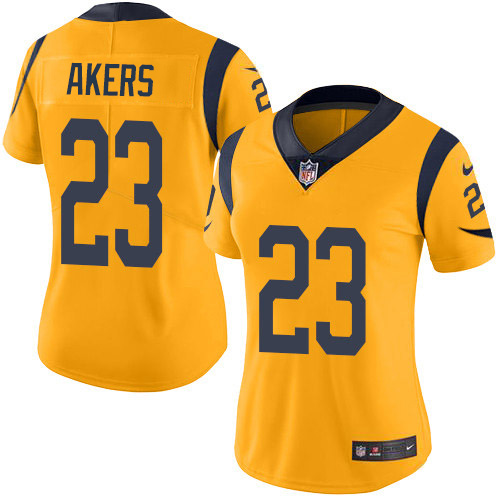 Los Angeles Rams #23 Cam Akers Gold Women's Stitched Limited Rush Jersey Womens cheap jerseys for sale - CheapJerseys.Shop