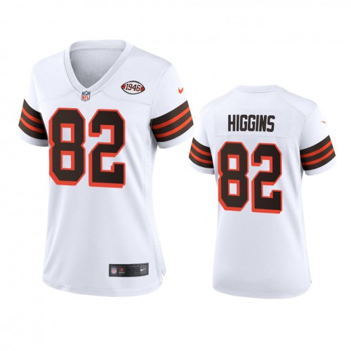 Women Cleveland Browns #82 Rashard Higgins 1946 Collection Alternate Game Limited Jersey - White Womens cheap jerseys for sale - CheapJerseys.Shop