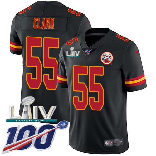 Kansas City Chiefs #55 Frank Clark Black Super Bowl LIV 2020 Youth Stitched Limited Rush 100th Season Jersey Youth cheap jerseys for sale - CheapJerseys.Shop