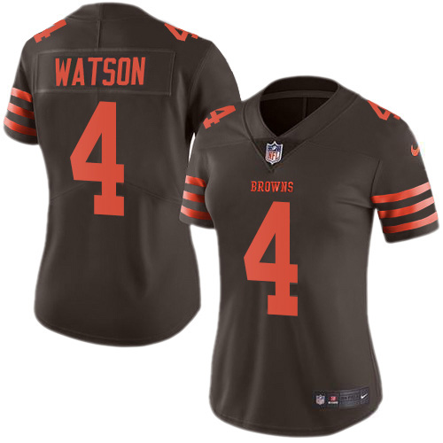 Browns #4 Deshaun Watson Brown Women's Stitched Limited Rush Jersey cheap jerseys for sale - CheapJerseys.Shop