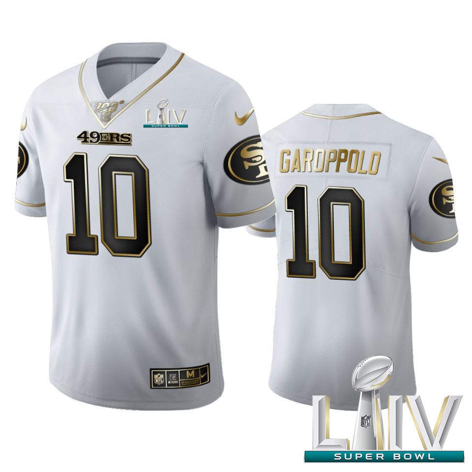 San Francisco 49ers #10 Jimmy Garoppolo Men's White Golden Super Bowl LIV 2020 Edition Vapor Limited 100 Jersey cheap jerseys for sale - CheapJerseys.Shop