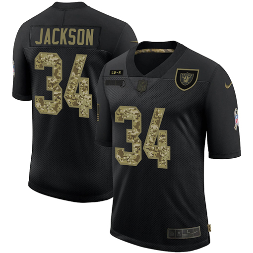 Las Vegas Raiders #34 Bo Jackson Men's 2020 Salute To Service Camo Limited Jersey Black cheap jerseys for sale - CheapJerseys.Shop