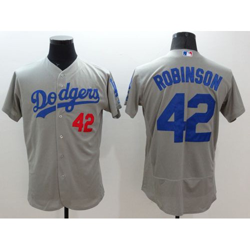 Los Angeles Dodgers #42 Jackie Robinson Grey Flexbase Authentic Collection Stitched Jersey Men's cheap jerseys for sale - CheapJerseys.Shop