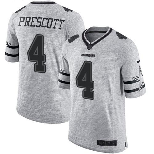 Cowboys #4 Dak Prescott Gray Men's Stitched Limited Gridiron Gray II Jersey cheap jerseys for sale - CheapJerseys.Shop