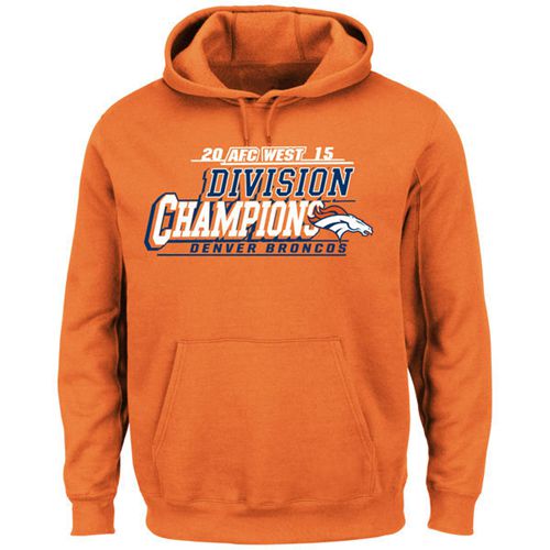 Men's Denver Broncos Majestic Orange 2015 AFC West Division Champions Pullover Hoodie cheap jerseys for sale - CheapJerseys.Shop