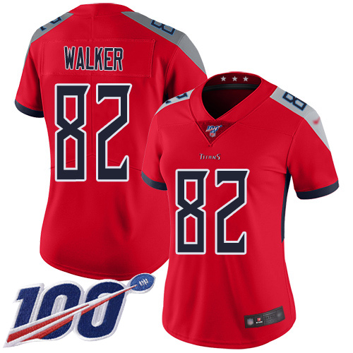 Tennessee Titans #82 Delanie Walker Red Women's Stitched Limited Inverted Legend 100th Season Jersey Womens cheap jerseys for sale - CheapJerseys.Shop