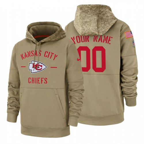 Kansas City Chiefs Custom Tan 2019 Salute To Service Name & Number Sideline Therma Pullover Hoodie cheap jerseys for sale - CheapJerseys.Shop