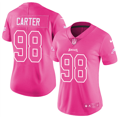 Eagles #98 Jalen Carter Pink Women's Stitched Limited Rush Fashion Jersey cheap jerseys for sale - CheapJerseys.Shop