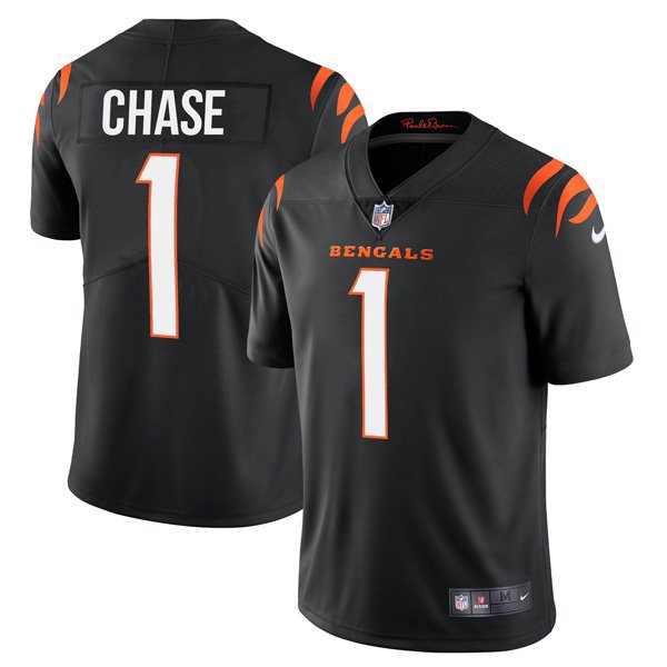 Cincinnati Bengals #1 Ja'Marr Chase Black Men's Vapor Limited Jersey cheap jerseys for sale - CheapJerseys.Shop