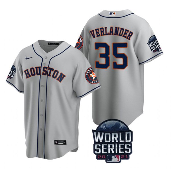 Houston Astros #35 Justin Verlander Men's 150th Anniversary 2021 World Series Game Jersey - Gray cheap jerseys for sale - CheapJerseys.Shop