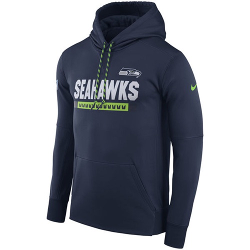 Men's Seattle Seahawks Navy Sideline ThermaFit Performance PO Hoodie cheap jerseys for sale - CheapJerseys.Shop