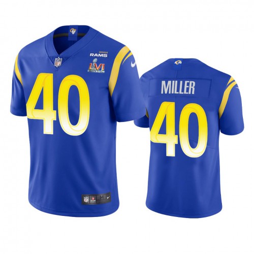 Los Angeles Los Angeles Rams #40 Von Miller Men's Super Bowl LVI Patch Vapor Limited Jersey - Royal Men's cheap jerseys for sale - CheapJerseys.Shop