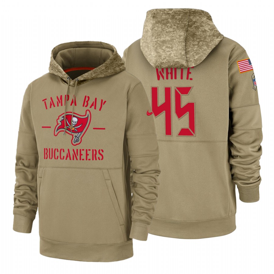 Tampa Bay Buccaneers #45 Devin White Tan 2019 Salute To Service Name & Number Sideline Therma Pullover Hoodie cheap jerseys for sale - CheapJerseys.Shop