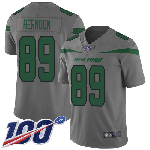 New York Jets #89 Chris Herndon Gray Men's Stitched Limited Inverted Legend 100th Season Jersey Men's cheap jerseys for sale - CheapJerseys.Shop