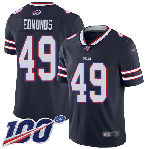 Bills #49 Tremaine Edmunds Navy Men's Stitched Limited Inverted Legend 100th Season Jersey cheap jerseys for sale - CheapJerseys.Shop