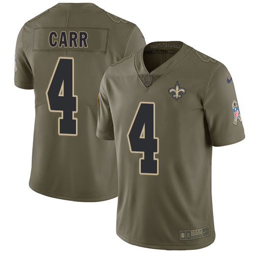 Saints #4 Derek Carr Olive Youth Stitched Limited 2017 Salute To Service Jersey cheap jerseys for sale - CheapJerseys.Shop