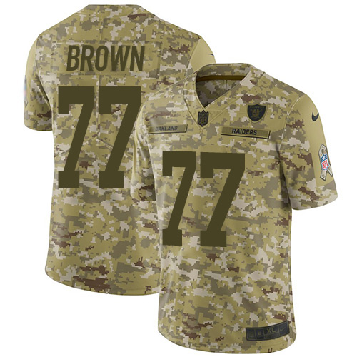 Las Vegas Raiders #77 Trent Brown Camo Youth Stitched Limited 2018 Salute To Service Jersey Youth cheap jerseys for sale - CheapJerseys.Shop