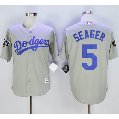 Los Angeles Dodgers #5 Corey Seager Grey New Cool Base 2018 World Series Stitched Jersey Men's cheap jerseys for sale - CheapJerseys.Shop
