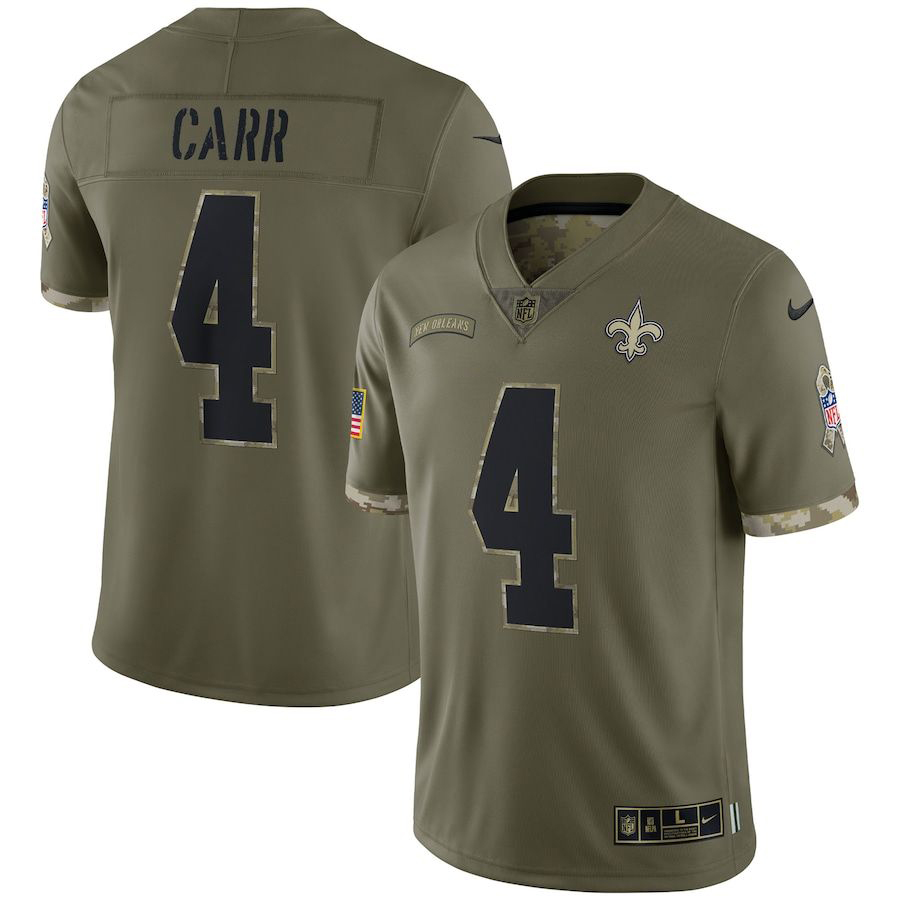 New Orleans Saints #4 Derek Carr Men's 2022 Salute To Service Limited Jersey - Olive cheap jerseys for sale - CheapJerseys.Shop